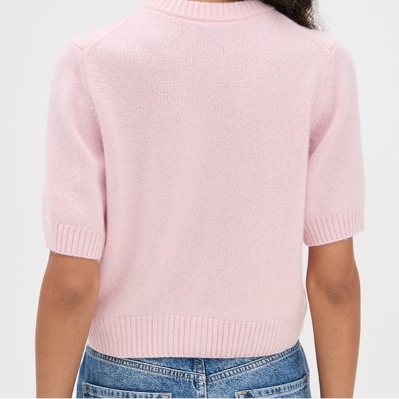 Calvin Klein Short-Sleeve Button Cardigan in Light Pink - Picture 2 of 5